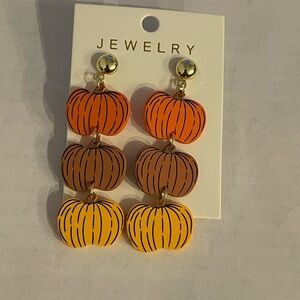 Pumpkin-Themed Orange and Brown Earrings